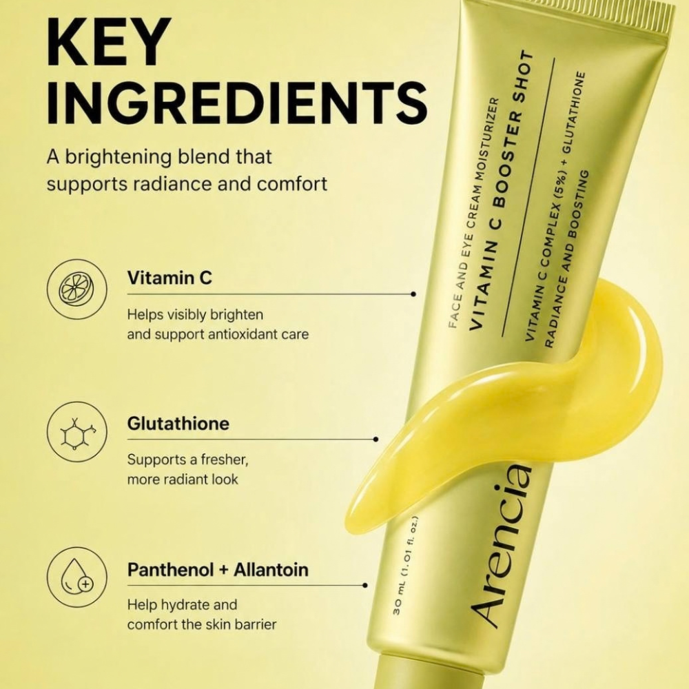 Arencia Vitamin C Booster Shot Serum with 5% Dual Vitamin C + Glutathione For Dark Spot Care