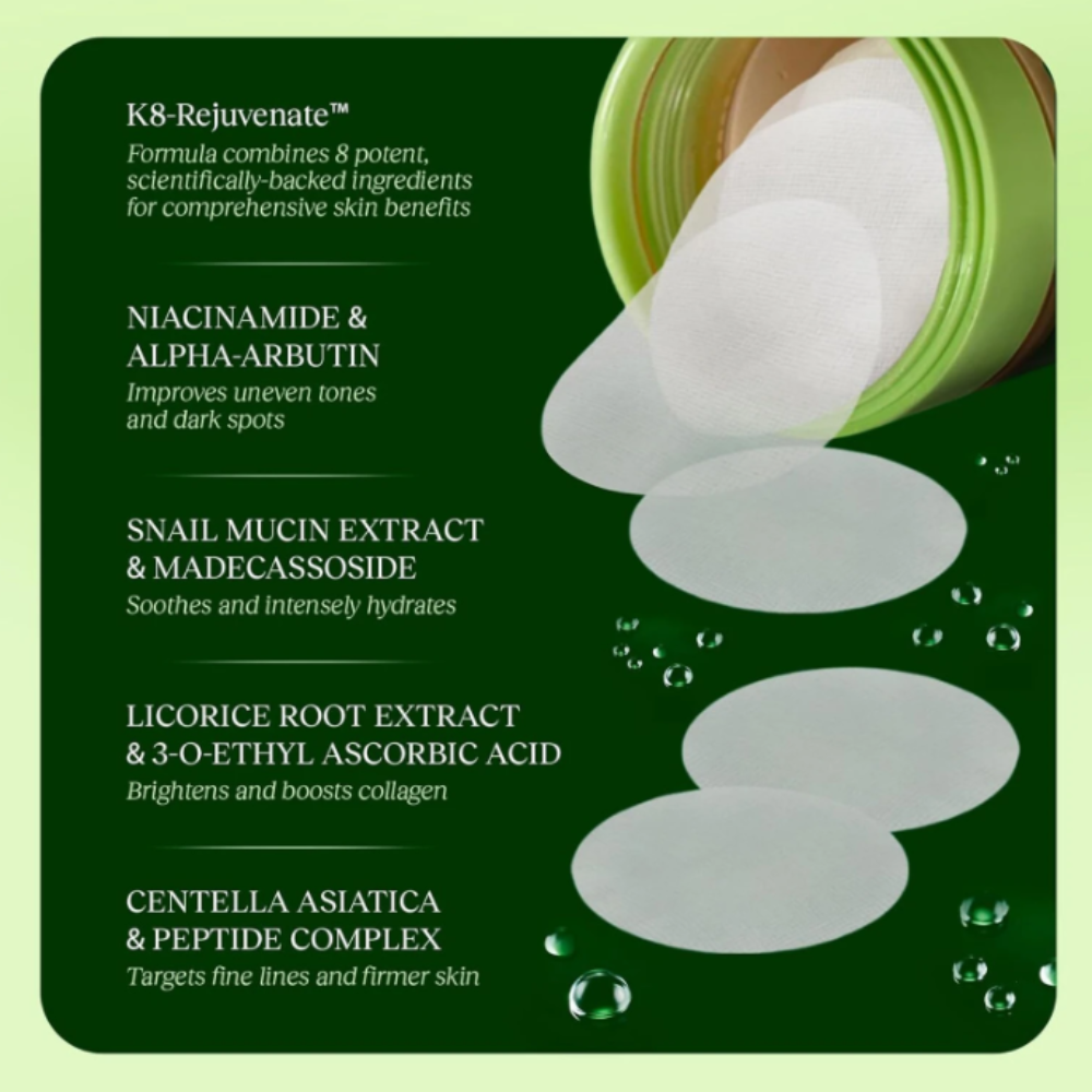 JIYU Facial Toning Pads with Peptides & Centella for Smooth & Hydrated Skin - 100 Pads Pack